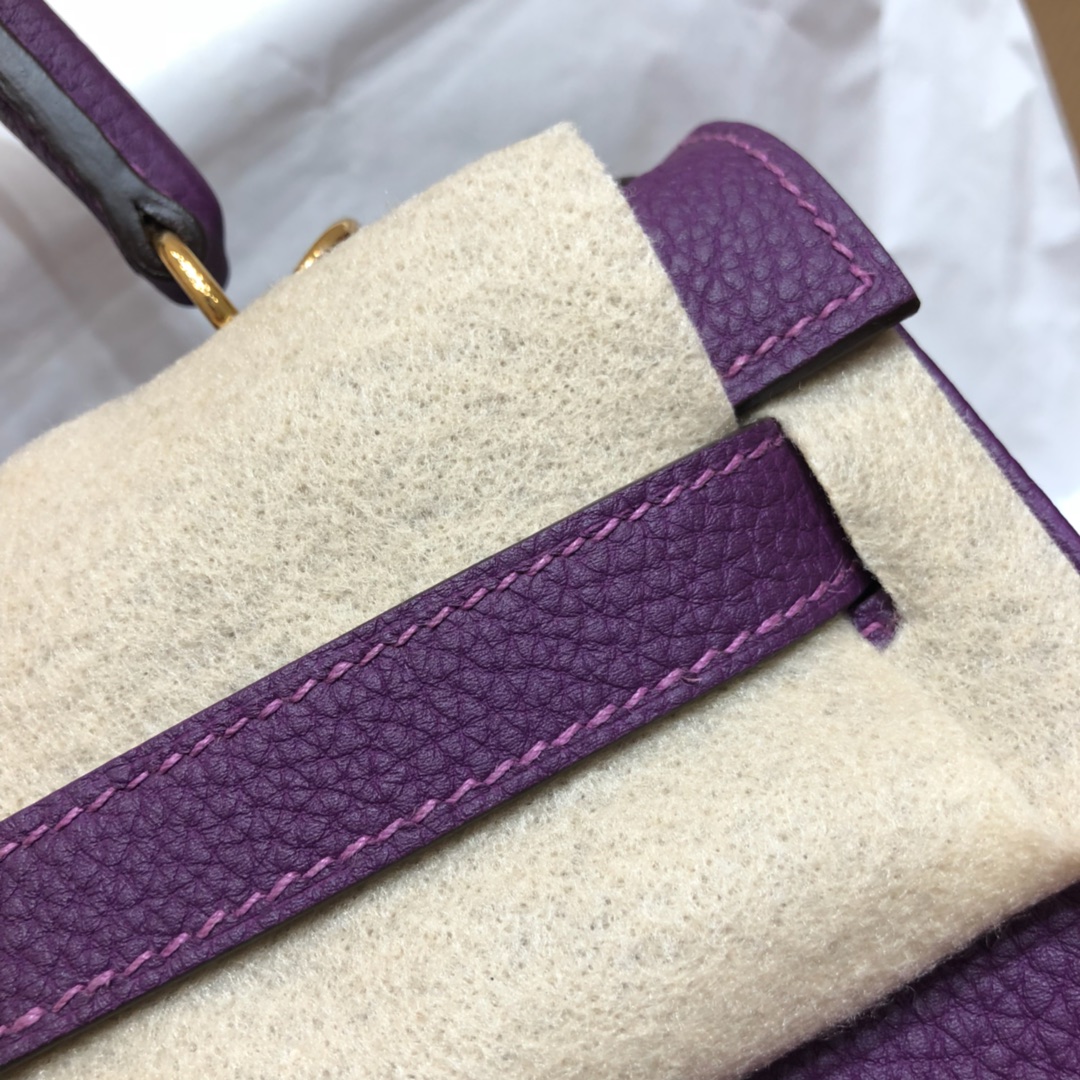 Hermes Kelly 28cm Handbag Shoulder Bag in Purple Togo Leather